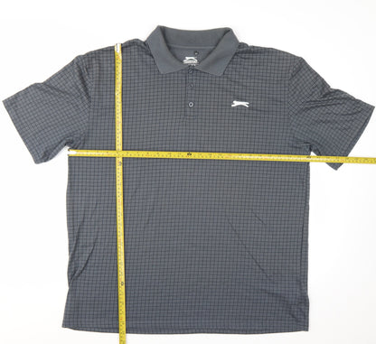Slazenger Men’s Grey Check Polo Shirt 2XL Breathable Sports Top