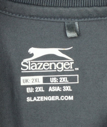 Slazenger Men’s Grey Check Polo Shirt 2XL Breathable Sports Top