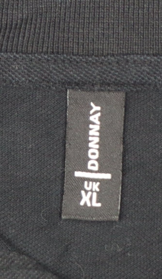 Donnay Men's Black Cotton Short Sleeve Polo Shirt XL