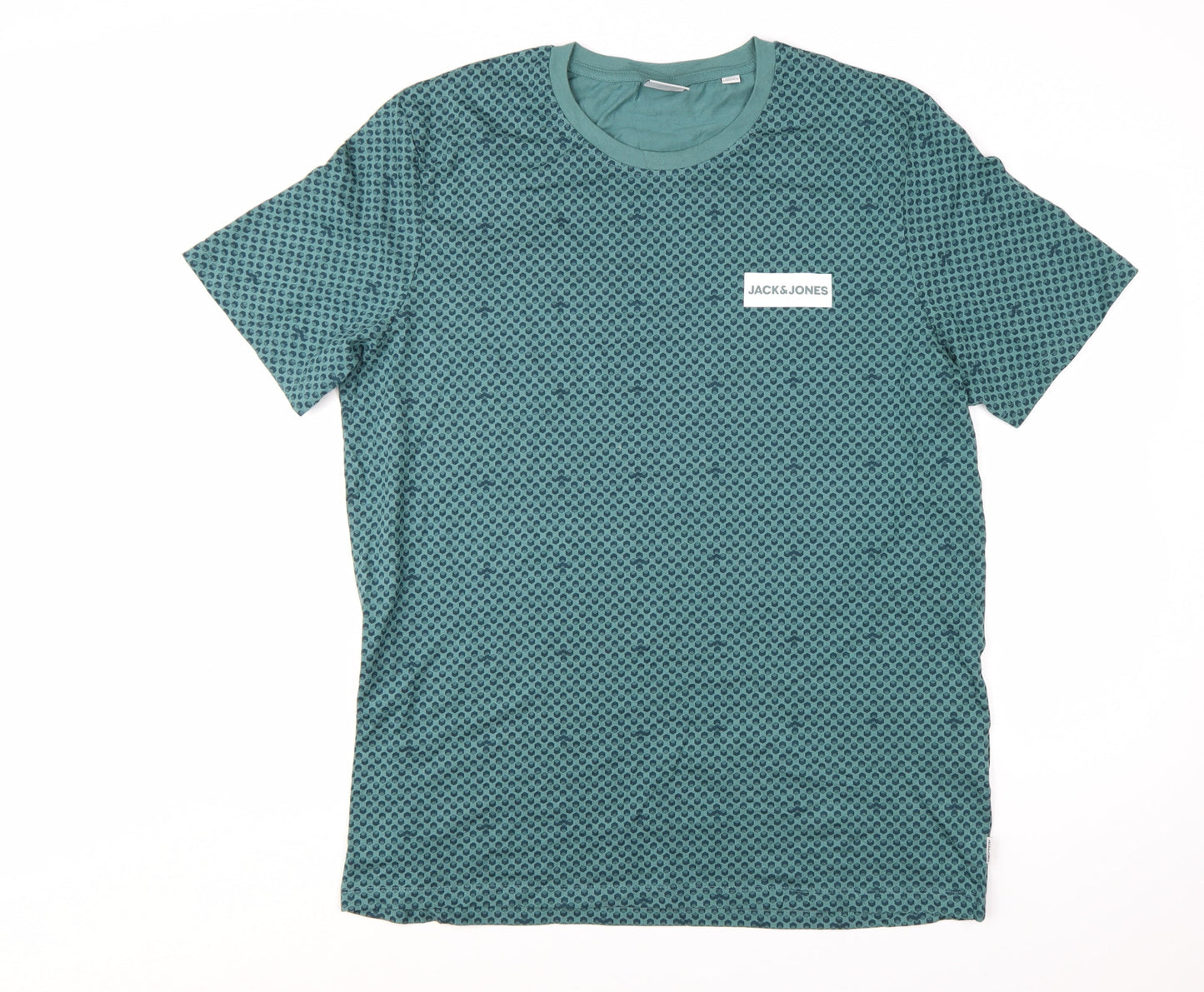 Jack & Jones Men's Green 2XL Graphic Print Crew Neck T-Shirt