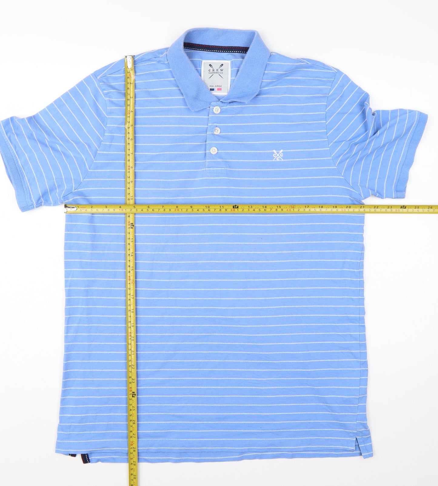 Crew Clothing Co Men Blue Striped Polo Shirt Size 2XL Cotton