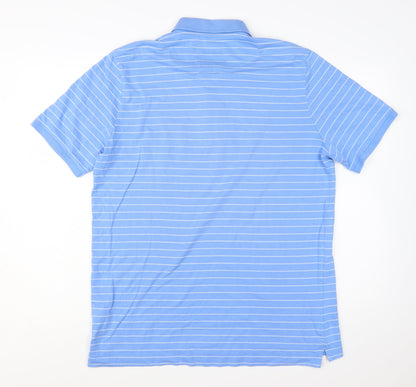 Crew Clothing Co Men Blue Striped Polo Shirt Size 2XL Cotton