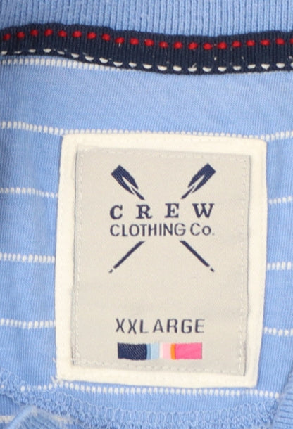 Crew Clothing Co Men Blue Striped Polo Shirt Size 2XL Cotton