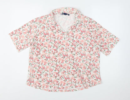 Isle Women's Multicoloured Floral Cotton Collared Button-Up Shirt XL