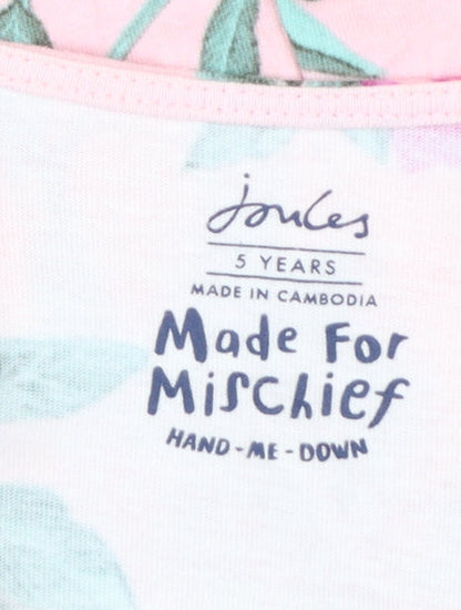 Joules Girls Pink Floral Cotton Skater Dress 5 Years