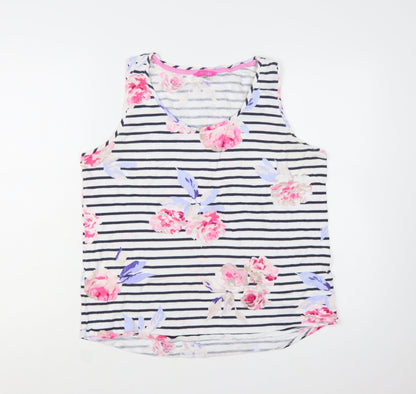 Joules Women's Multicoloured Floral Striped Cotton Sleeveless Tank Size 16