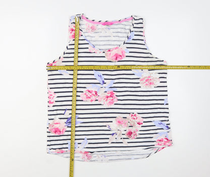Joules Women's Multicoloured Floral Striped Cotton Sleeveless Tank Size 16