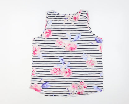 Joules Women's Multicoloured Floral Striped Cotton Sleeveless Tank Size 16