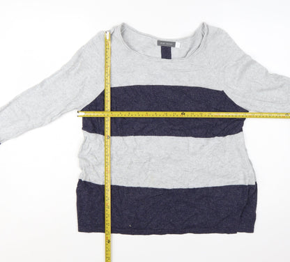 Mint Velvet Women's Grey Stripe Pullover Jumper Size 12