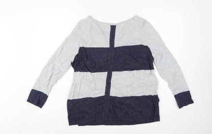 Mint Velvet Women's Grey Stripe Pullover Jumper Size 12