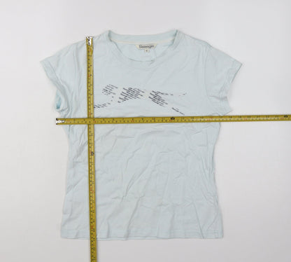 Slazenger Womens Blue Cotton Short Sleeve Basic T-Shirt Size 12