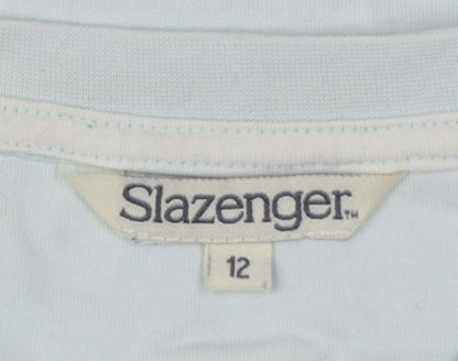 Slazenger Womens Blue Cotton Short Sleeve Basic T-Shirt Size 12