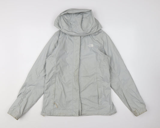 The North Face Women Grey Hooded Rain Coat Jacket M
