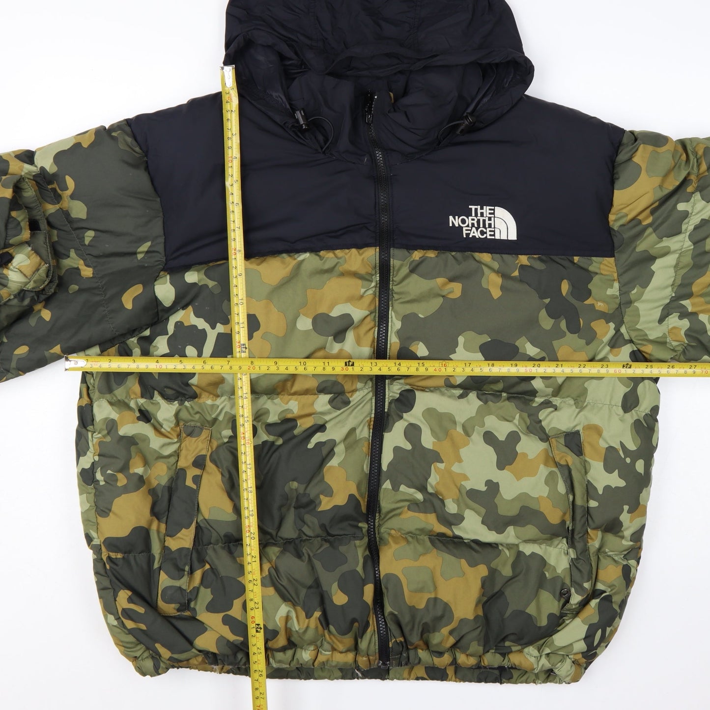 The North Face Men's Green Camouflage Puffer Jacket XL Hooded Down