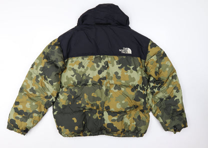 The North Face Men's Green Camouflage Puffer Jacket XL Hooded Down
