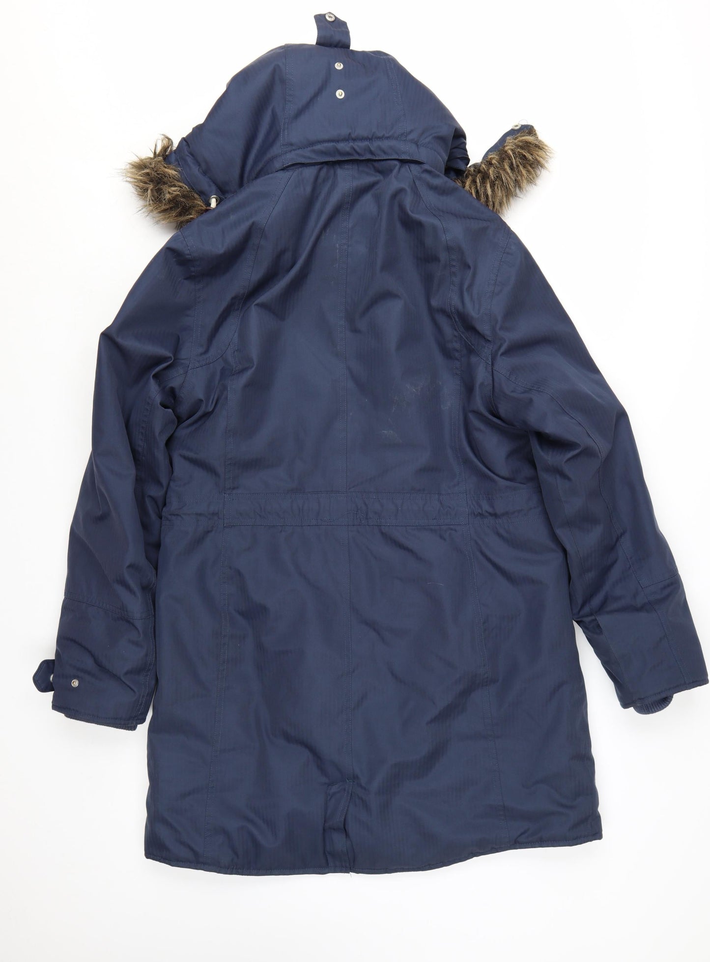 Craghoppers Women's Blue Waterproof Parka Coat Size 12 Hooded Fur Trim