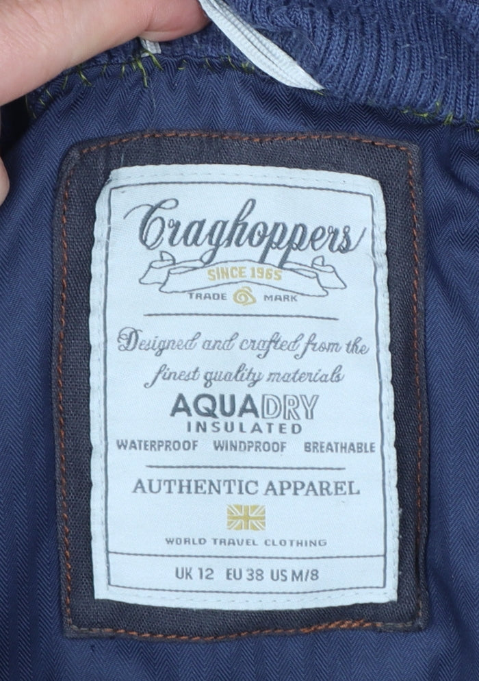 Craghoppers Women's Blue Waterproof Parka Coat Size 12 Hooded Fur Trim