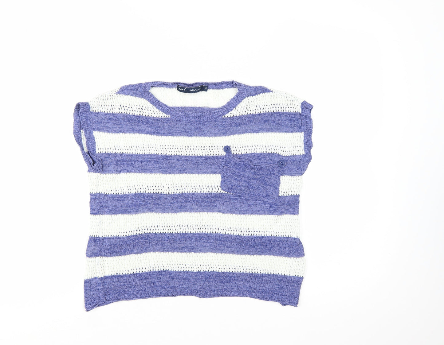 Next Women’s Blue White Striped Knit Pullover Jumper Size 10