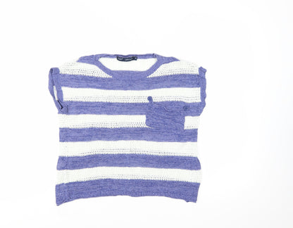 Next Women’s Blue White Striped Knit Pullover Jumper Size 10