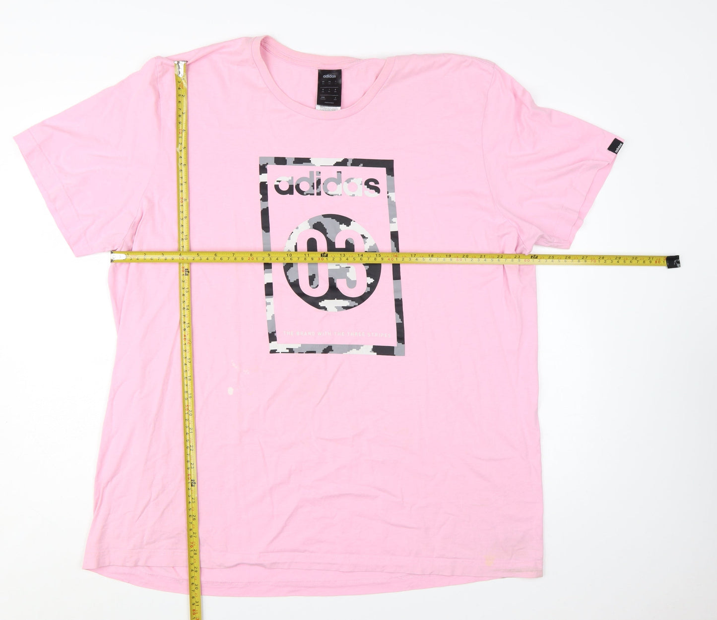 Adidas Men's Pink 2XL Graphic Logo Cotton T-Shirt