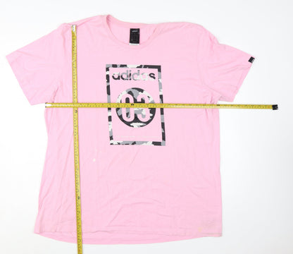 Adidas Men's Pink 2XL Graphic Logo Cotton T-Shirt