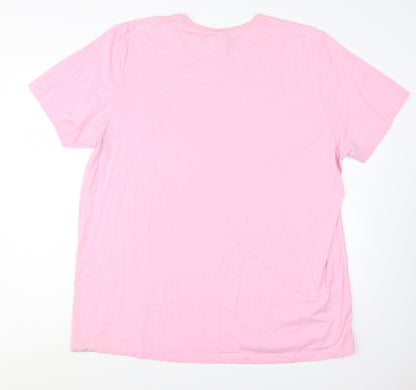 Adidas Men's Pink 2XL Graphic Logo Cotton T-Shirt