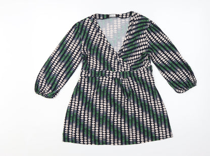 Principles Petite Women's Multicoloured Geometric Wrap Blouse Size 10