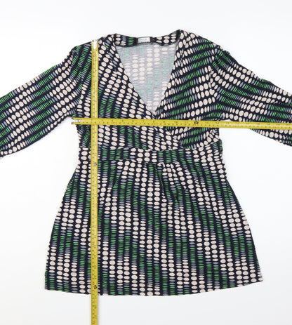 Principles Petite Women's Multicoloured Geometric Wrap Blouse Size 10