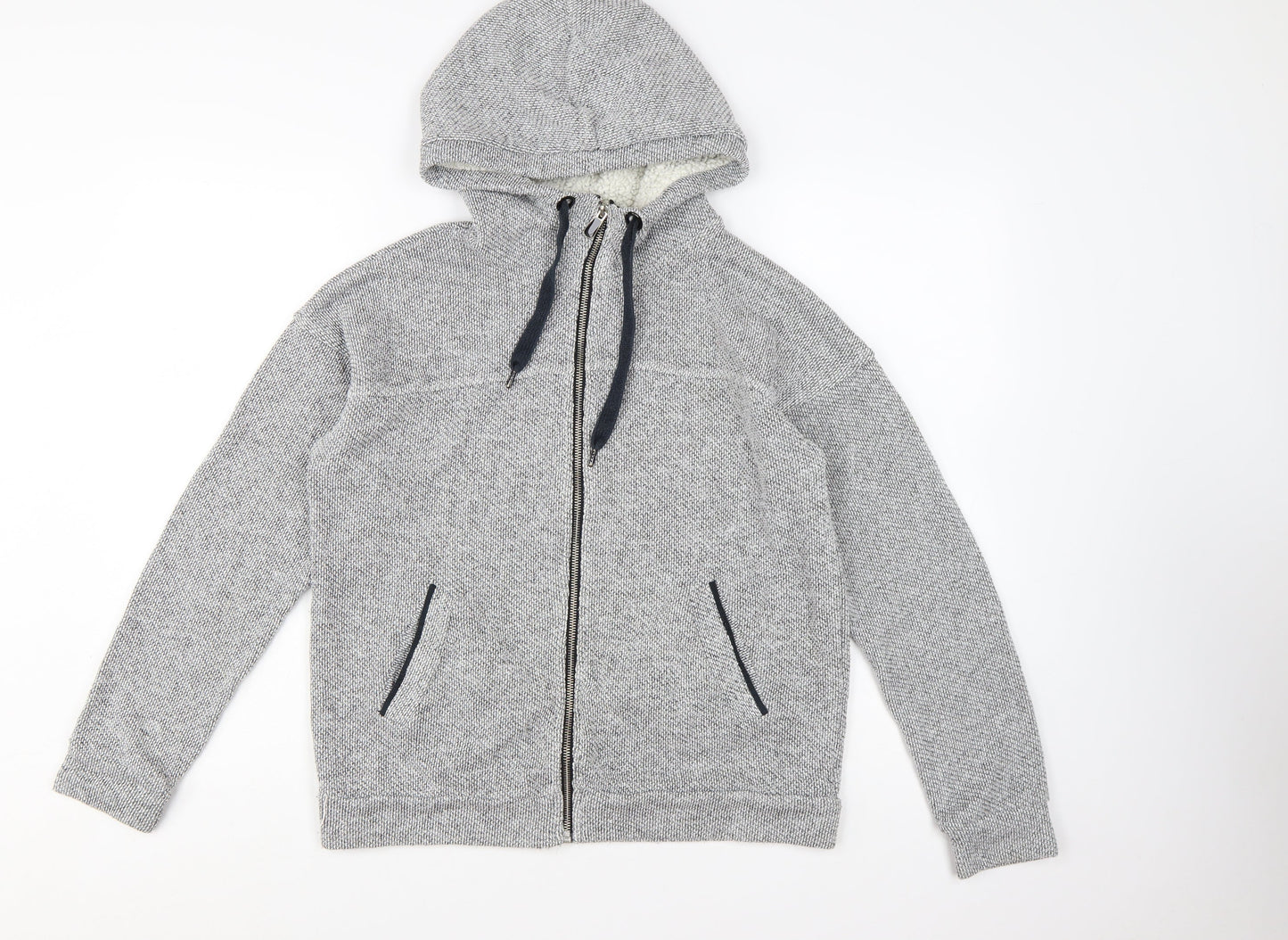 Next Women's Grey Full Zip Hooded Sweatshirt Size 10 Cotton Blend