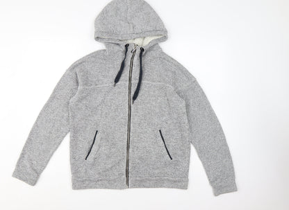 Next Women's Grey Full Zip Hooded Sweatshirt Size 10 Cotton Blend
