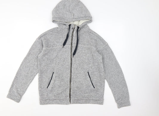 Next Women's Grey Full Zip Hooded Sweatshirt Size 10 Cotton Blend