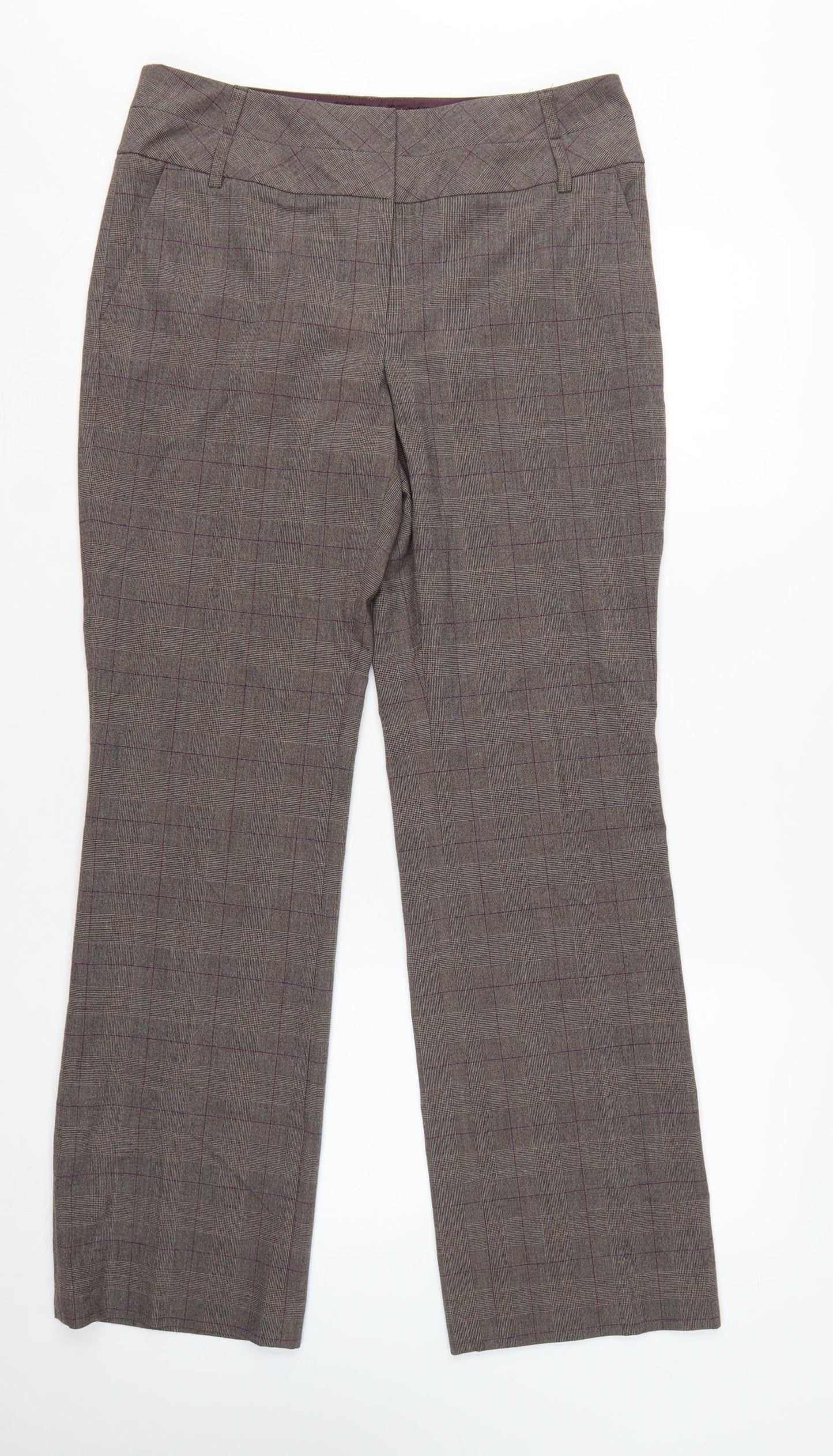Next Women’s Brown Check Dress Pants Size 10 Regular Straight Leg