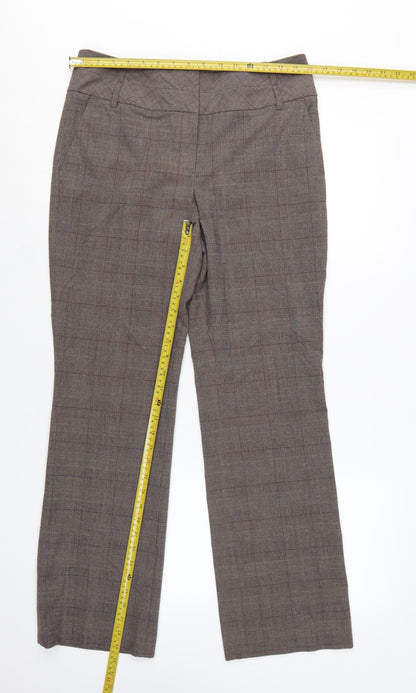 Next Women’s Brown Check Dress Pants Size 10 Regular Straight Leg