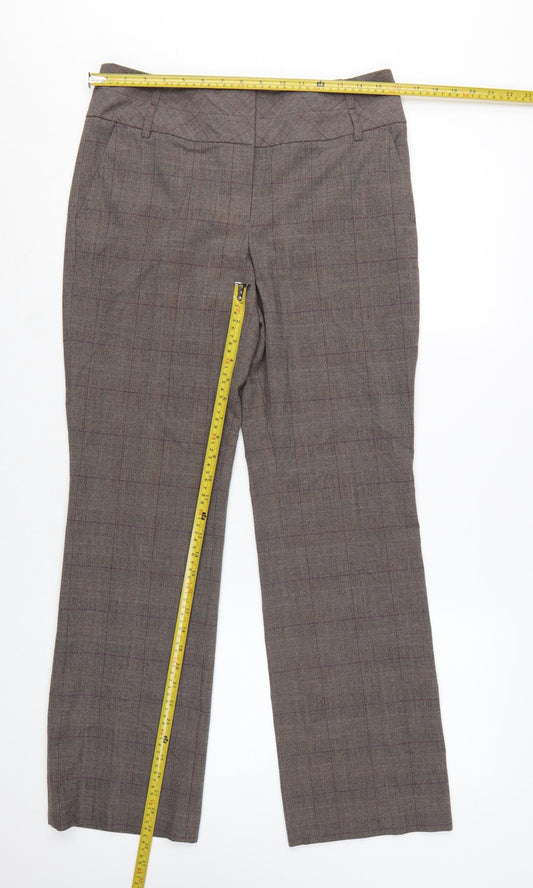Next Women’s Brown Check Dress Pants Size 10 Regular Straight Leg