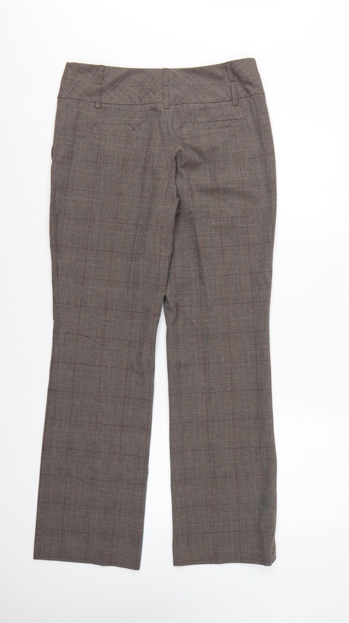 Next Women’s Brown Check Dress Pants Size 10 Regular Straight Leg