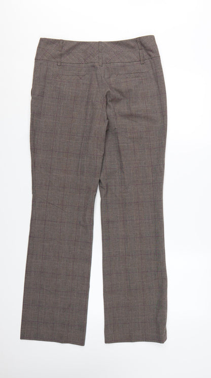 Next Women’s Brown Check Dress Pants Size 10 Regular Straight Leg