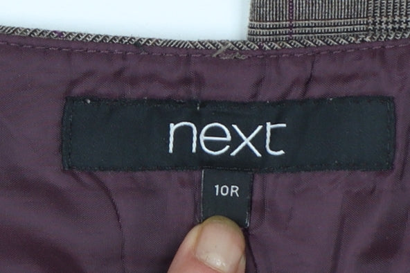 Next Women’s Brown Check Dress Pants Size 10 Regular Straight Leg