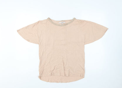Next Women’s Beige Glitter Crew Neck Short Sleeve T-Shirt Size 10