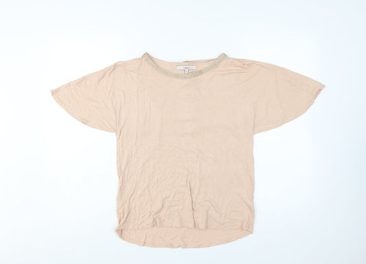 Next Women’s Beige Glitter Crew Neck Short Sleeve T-Shirt Size 10