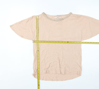 Next Women’s Beige Glitter Crew Neck Short Sleeve T-Shirt Size 10