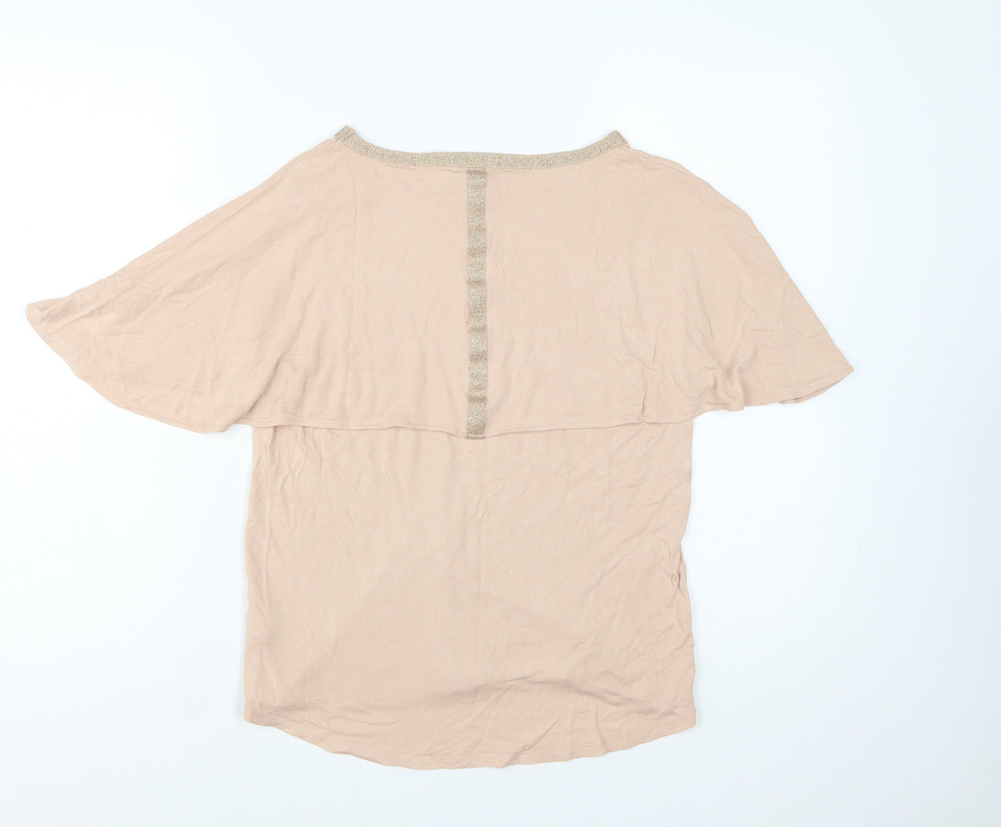 Next Women’s Beige Glitter Crew Neck Short Sleeve T-Shirt Size 10