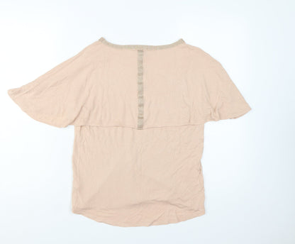 Next Women’s Beige Glitter Crew Neck Short Sleeve T-Shirt Size 10