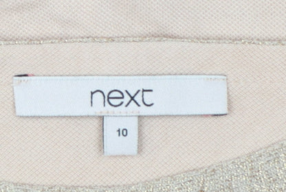 Next Women’s Beige Glitter Crew Neck Short Sleeve T-Shirt Size 10