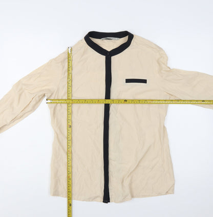 Next Womens Beige Long Sleeve Button Blouse Size 12