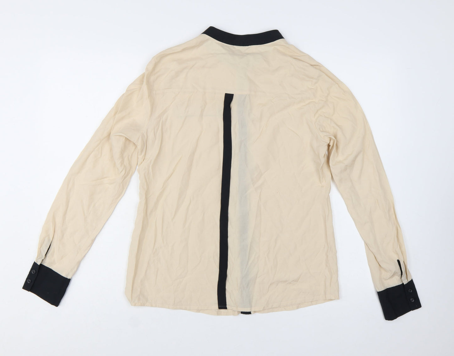 Next Womens Beige Long Sleeve Button Blouse Size 12