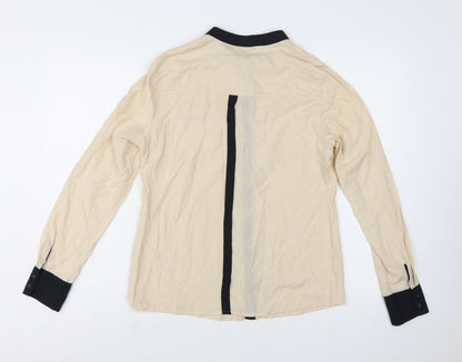 Next Womens Beige Long Sleeve Button Blouse Size 12