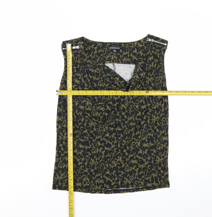 Warehouse Women Green Animal Print Sleeveless Blouse UK 6