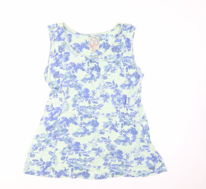 Mantaray Women's Blue Floral Cotton Sleeveless Tunic Top Size 16
