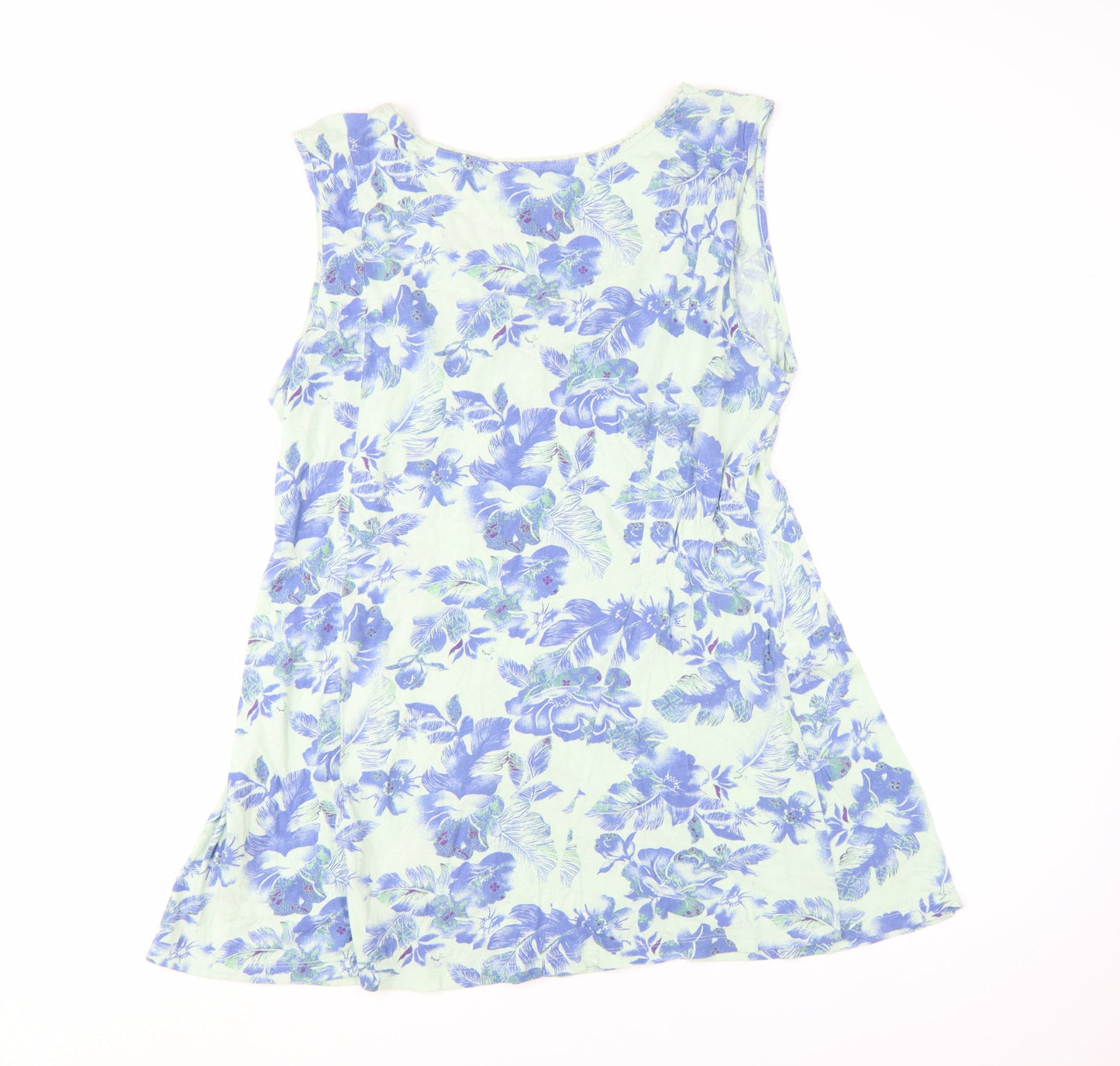Mantaray Women's Blue Floral Cotton Sleeveless Tunic Top Size 16