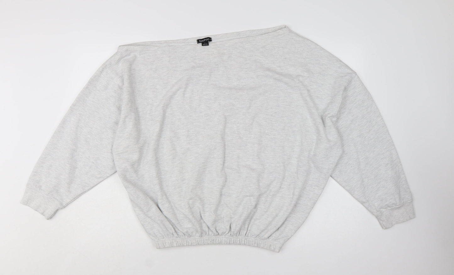 Boohoo Women Grey Off Shoulder Pullover Sweatshirt L Relaxed Fit